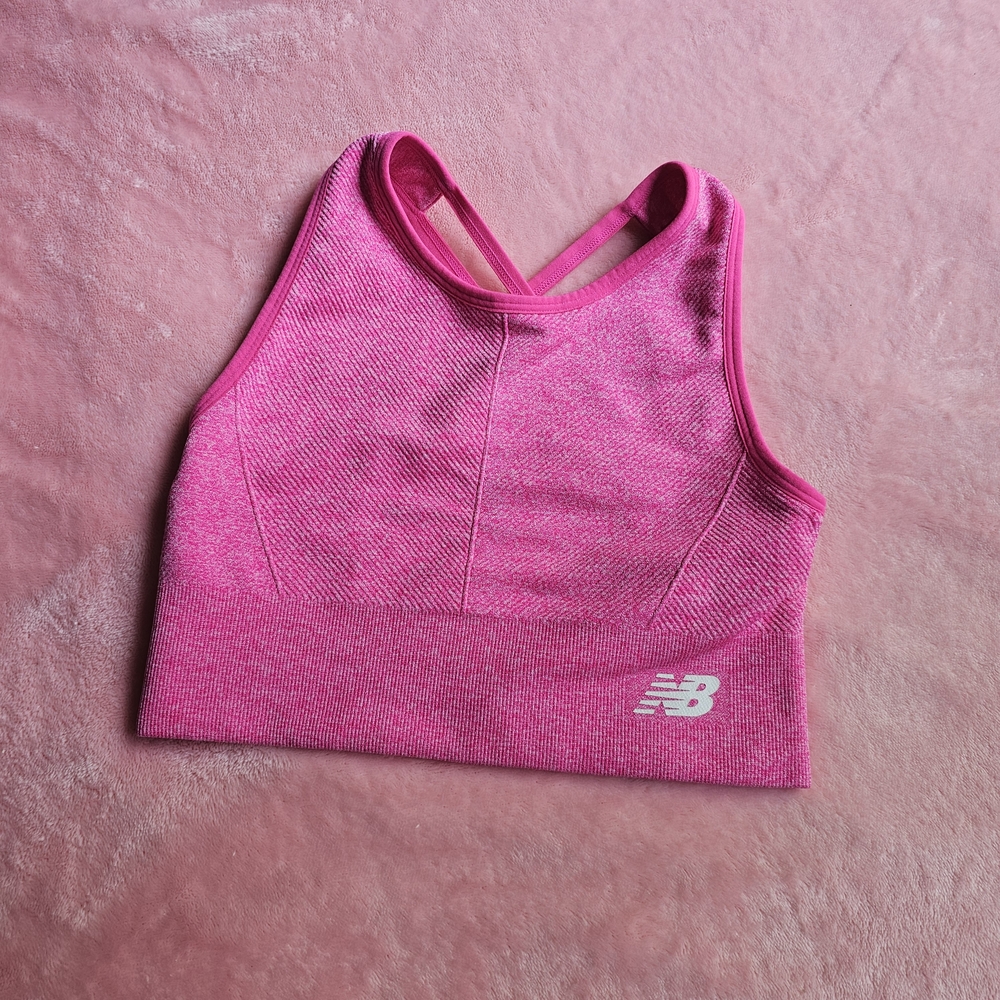 New Balance Bubblegum Pink Sports Bra with Criss-Cross Back